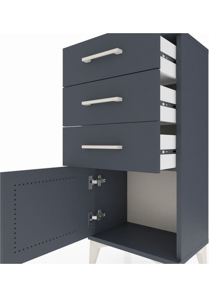 Arges Komodin 3 Çekmeceli Tek Kapaklı 44X30X96 Antrasit-Antrasit indirimleri