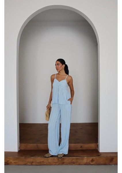 Fitil Desenli Askılı Bluz & Pantolon Ikili Takım fiyatları