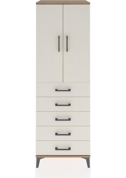 Hyperion Dolap 2 Raflı 5 Çekmeceli 2 Kapaklı 60X44X182 Çam-Aytaşı