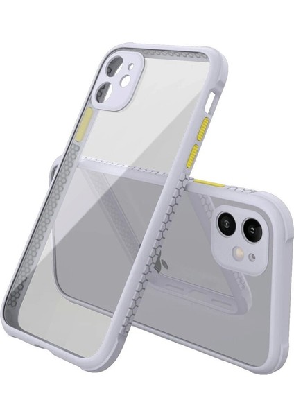 iPhone 12 Mini Kılıf Miami Şeffaf Silikon - Lila - MKR029228-8139