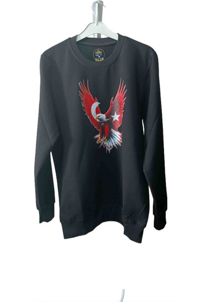 DÜKKAN07 Özel Tasarım Sweet Kazak Kartallı Türk Bayraklı Bay Bayan