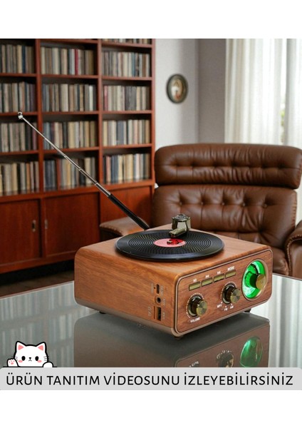 Dcx-11 Özel Tasarım Ahşap Görünümlü Retro Vintage Nostaljik Radyo & Bluetootlu Mini Fm Radyo