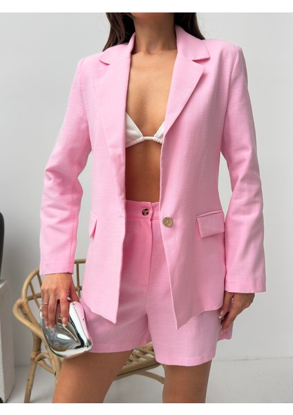 Pudra Pembe Şortlu Ceket Takım – 2'li indirimleri