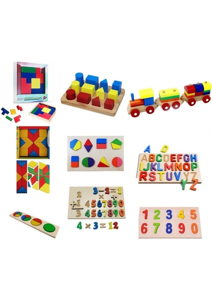 Ahşap Kavram Oyuncakları Puzzle Montessori Eğitim Seti 35 Adet fırsatları