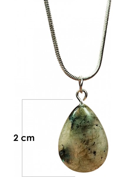 Labradorit Doğal Taşı Zincirli El Yapımı Kolye Uç: 2 cm Zincir: 20 cm Kutulu fiyatları