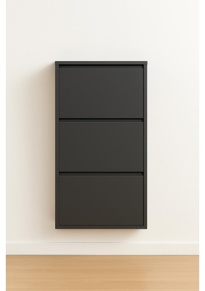 3'lü Siyah Metal Ayakkabılık