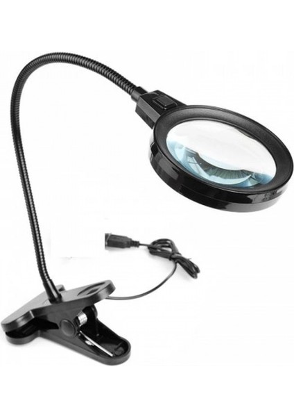 12 LED Clipslı Işıklı Büyüteç Işıklı Masa Lambası Çalışma Lambası