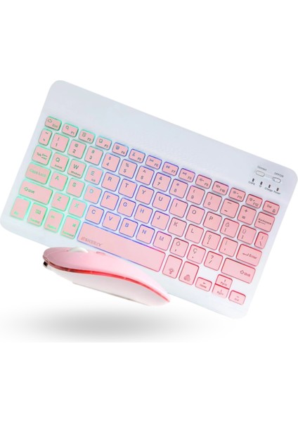 Büro Ev Ofis Bilgisayarı Için Pembe Rgb Işıklı Klavye Mouse Seti