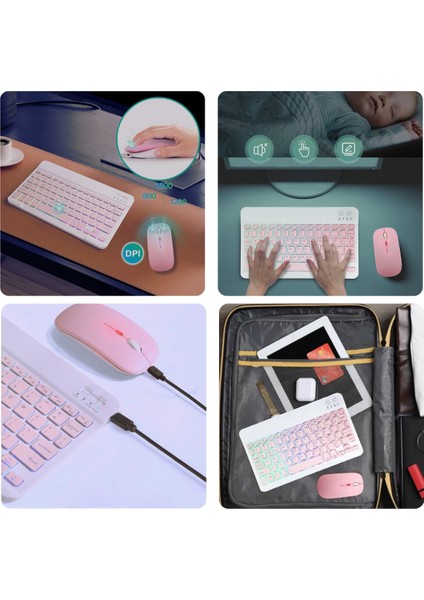 Büro Ev Ofis Bilgisayarı Için Pembe Rgb Işıklı Klavye Mouse Seti modelleri