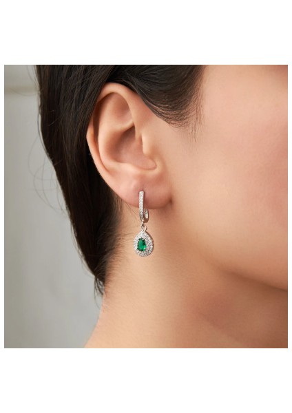 925 Ayar Rodyum Kaplama Damla Zümrüt Taşlıgümüş Küpe fiyatları