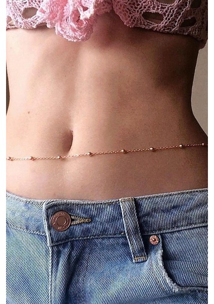 Kadın Altın Made For Belly Küçük Toplu Bel Zinciri Vücut Takısı