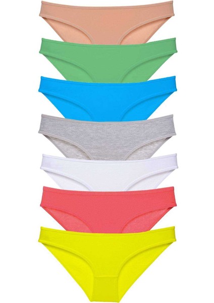 7 Adet Süper Eko Set Likralı Kadın Slip Külot Çok Renkli