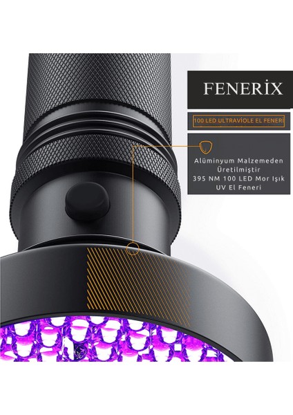 100 LED 395NM Mor Işık Uv El Feneri - Ultraviyole Fener fırsatları