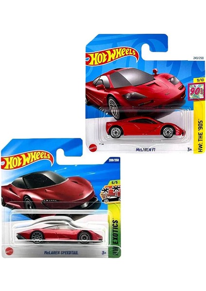2 Araç Set - Hot Wheels Mclaren Speedtail & Hot Wheels Mclaren P1 (1/64) Kırmızı