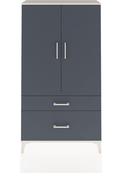 Arges Dolap Tek Raflı 2 Çekmeceli Tek Askılı 88X30X163 Aytaşı-Antrasit