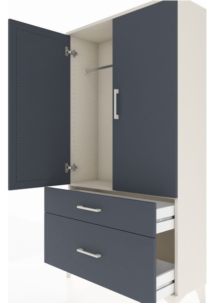 Arges Dolap Tek Raflı 2 Çekmeceli Tek Askılı 88X30X163 Aytaşı-Antrasit indirimleri