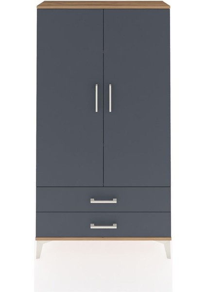 Arges Dolap 3 Raflı 2 Çekmeceli 2 Kapaklı 88X30X163 Çam-Antrasit