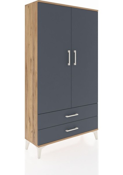 Arges Dolap 3 Raflı 2 Çekmeceli 2 Kapaklı 88X30X163 Çam-Antrasit fiyatları