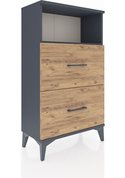 Arges Komodin Tek Raflı 2 Çekmeceli 60X30X106 Antrasit-Çam modelleri