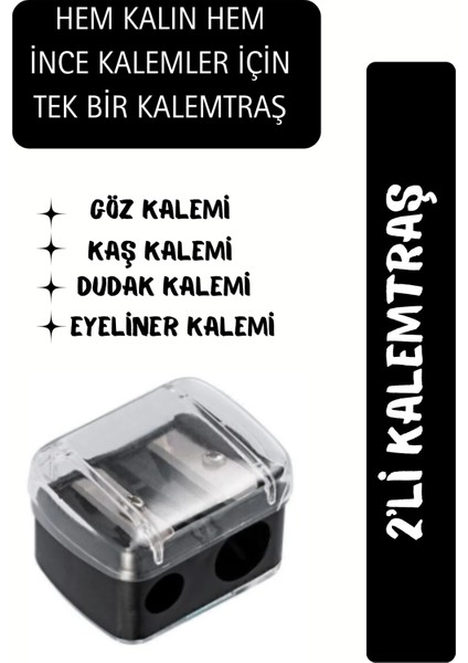 Çift Girişli Kozmetik Kalemtraş, Göz, Dudak, Kaş ve Eyeliner Kalemleri Için
