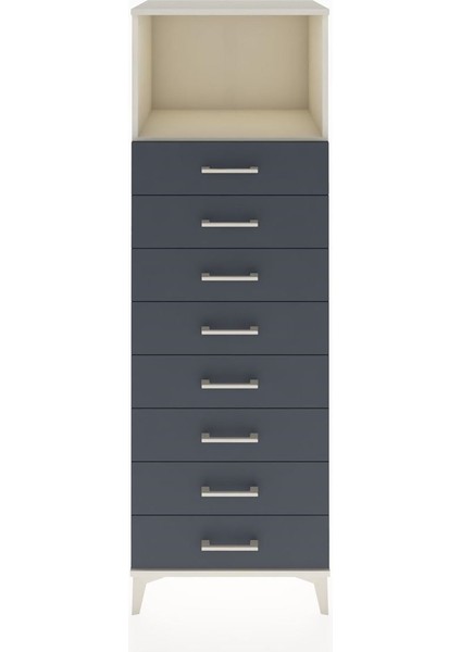 Hyperion Dolap Tek Raflı 8 Çekmeceli 60X44X182 Aytaşı-Antrasit