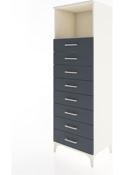 Hyperion Dolap Tek Raflı 8 Çekmeceli 60X44X182 Aytaşı-Antrasit modelleri