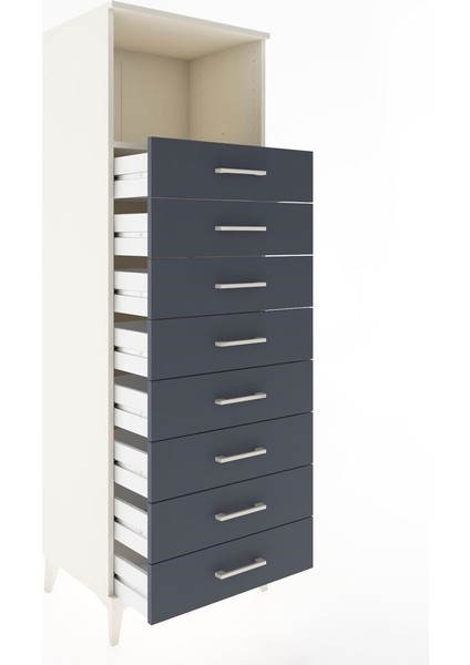 Hyperion Dolap Tek Raflı 8 Çekmeceli 60X44X182 Aytaşı-Antrasit fırsatları