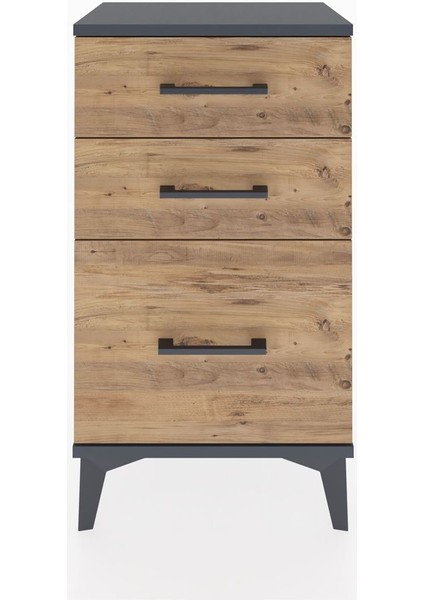 Arges Komodin 3 Çekmeceli 44X30X80 Antrasit-Çam