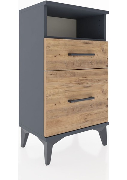 Arges Komodin 3 Çekmeceli 44X30X80 Antrasit-Çam fırsatları