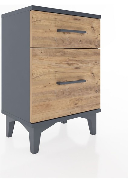 Arges Komodin 2 Çekmeceli 44X30X64 Antrasit-Çam fiyatları