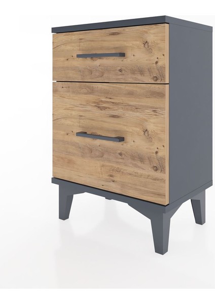 Arges Komodin 2 Çekmeceli 44X30X64 Antrasit-Çam modelleri