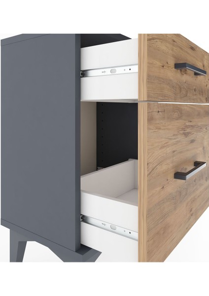 Arges Komodin 2 Çekmeceli 44X30X64 Antrasit-Çam indirimleri