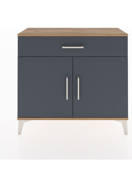 Arges Şifonyer Tek Raflı Tek Çekmeceli 2 Kapaklı 88X30X80 Çam-Antrasit