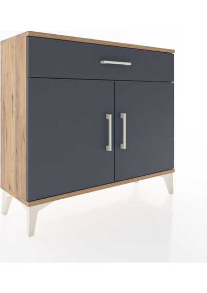 Arges Şifonyer Tek Raflı Tek Çekmeceli 2 Kapaklı 88X30X80 Çam-Antrasit fiyatları