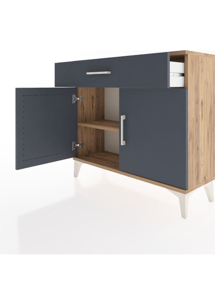Arges Şifonyer Tek Raflı Tek Çekmeceli 2 Kapaklı 88X30X80 Çam-Antrasit fırsatları