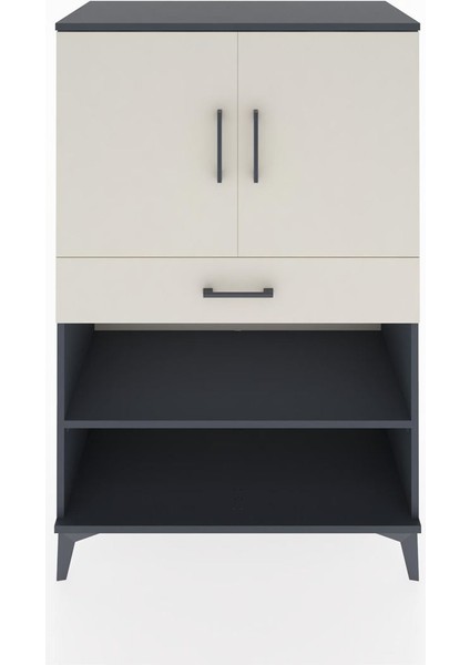 Hyperion Dolap 3 Raflı Tek Çekmeceli 2 Kapaklı 88X44X134 Antrasit-Aytaşı