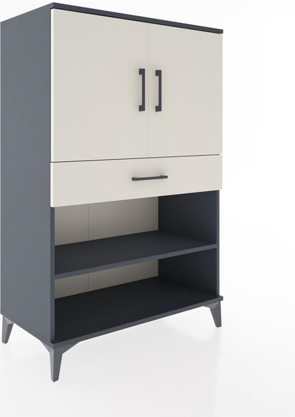 Hyperion Dolap 3 Raflı Tek Çekmeceli 2 Kapaklı 88X44X134 Antrasit-Aytaşı fiyatları