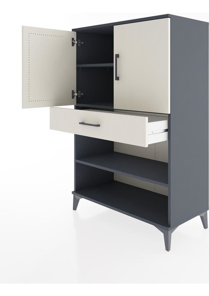 Hyperion Dolap 3 Raflı Tek Çekmeceli 2 Kapaklı 88X44X134 Antrasit-Aytaşı fırsatları