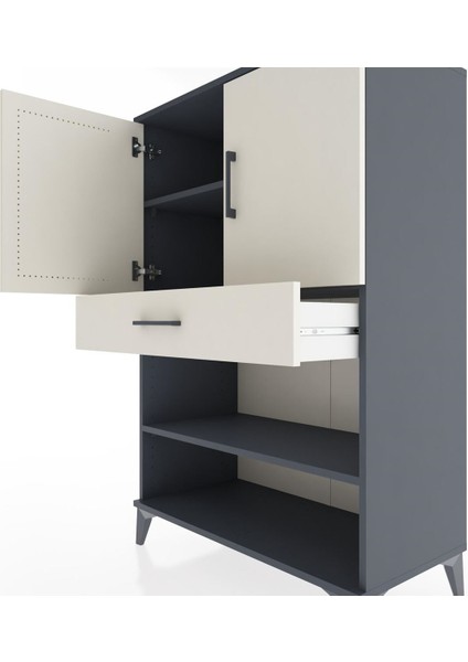 Hyperion Dolap 3 Raflı Tek Çekmeceli 2 Kapaklı 88X44X134 Antrasit-Aytaşı indirimleri