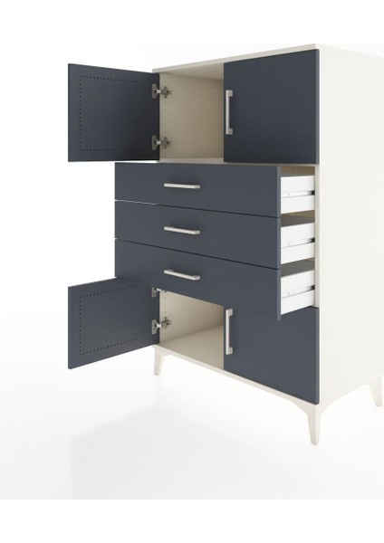 Hyperion Dolap Tek Raflı 3 Çekmeceli 4 Kapaklı 88X44X134 Aytaşı-Antrasit fırsatları