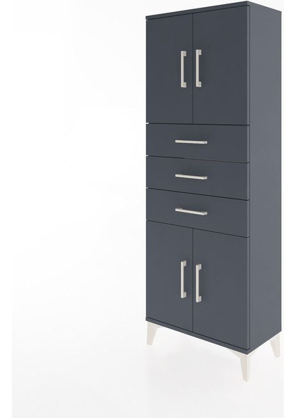 Arges Dolap 3 Raflı 3 Çekmeceli 4 Kapaklı 60X30X163 Antrasit-Antrasit modelleri