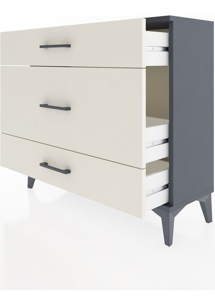 Arges Şifonyer 3 Çekmeceli 88X30X80 Antrasit-Aytaşı fırsatları