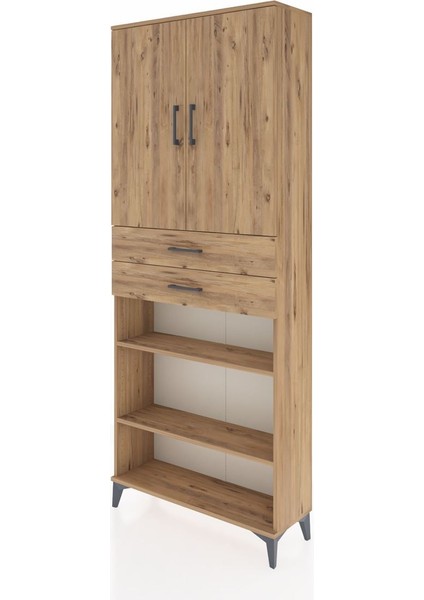 Arges Dolap 5 Raflı 2 Çekmeceli 2 Kapaklı 88X30X221 Çam-Çam modelleri