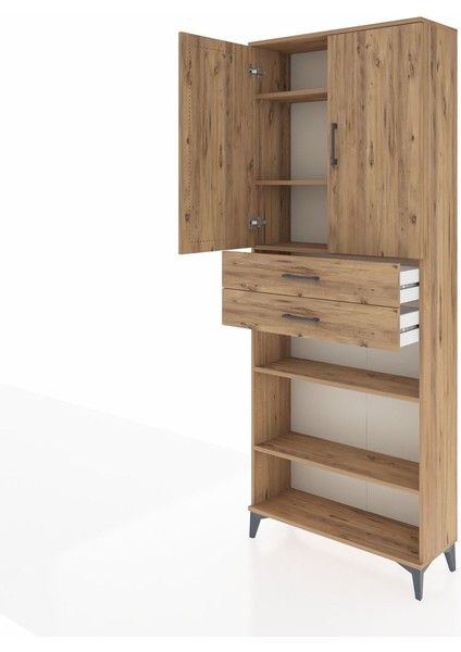 Arges Dolap 5 Raflı 2 Çekmeceli 2 Kapaklı 88X30X221 Çam-Çam fırsatları