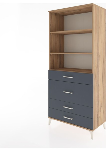 Hyperion Dolap 3 Raflı 4 Çekmeceli 88X44X195 Çam-Antrasit modelleri