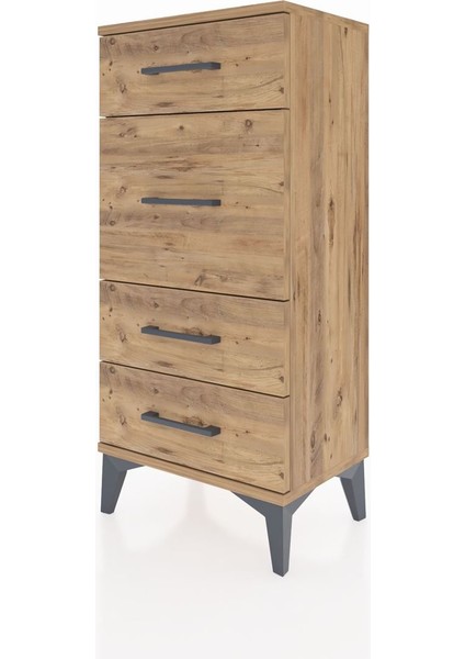 Arges Komodin 4 Çekmeceli 44X30X96 Çam-Çam modelleri