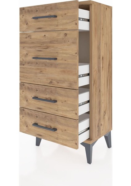 Arges Komodin 4 Çekmeceli 44X30X96 Çam-Çam fırsatları