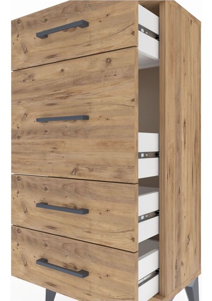 Arges Komodin 4 Çekmeceli 44X30X96 Çam-Çam indirimleri