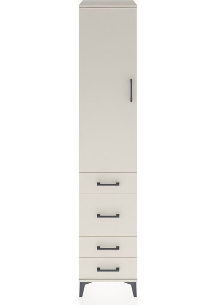 Hyperion Dolap 3 Raflı 4 Çekmeceli Tek Kapaklı 44X44X221 Aytaşı-Aytaşı