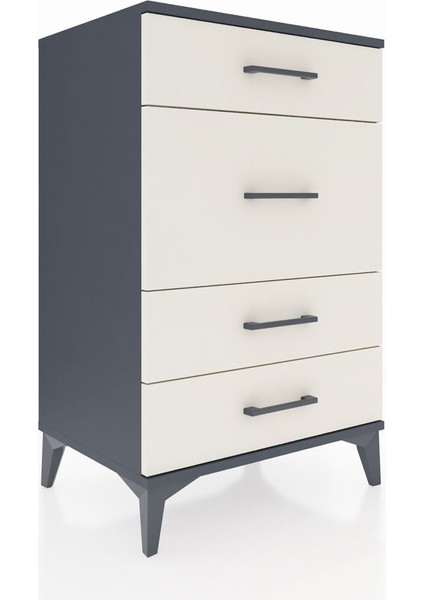 Hyperion Komodin 4 Çekmeceli 60X44X96 Antrasit-Aytaşı fiyatları